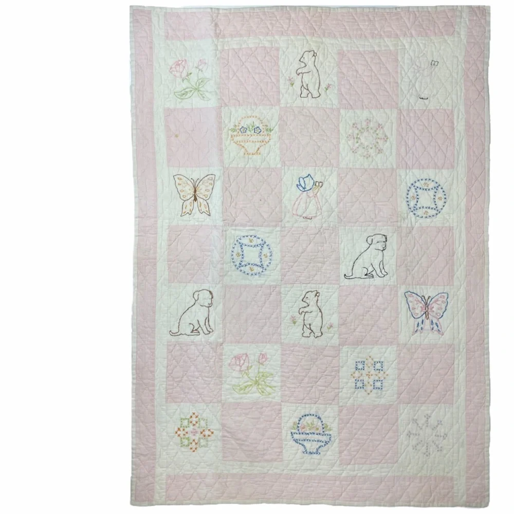 Vintage Quilt Patchwork Handcrafted Primitive Farmhouse Antique Baby Rare OOAK